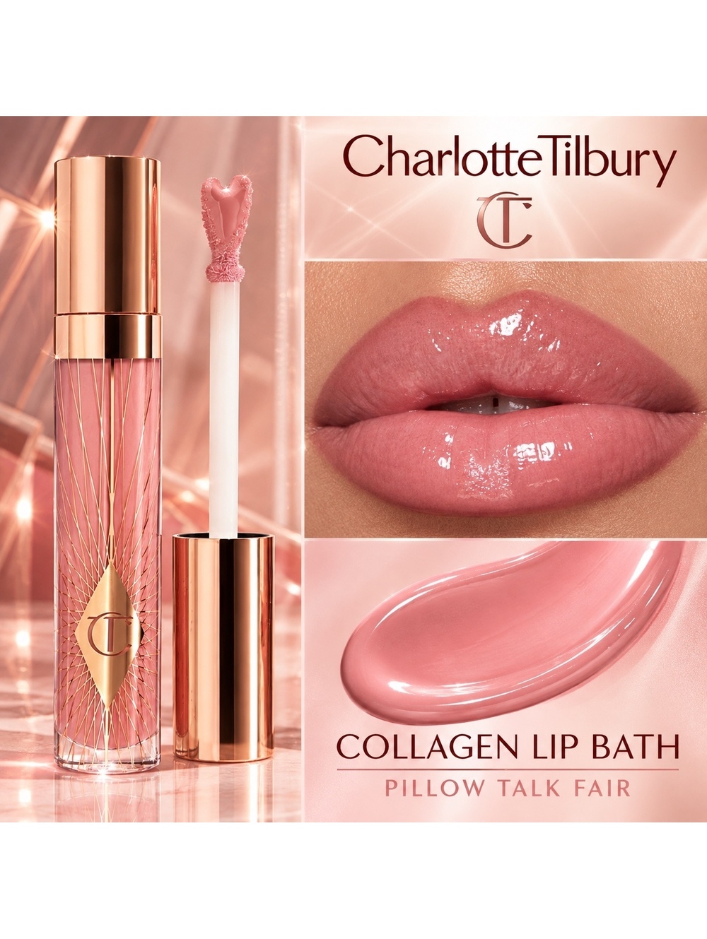 Charlotte Tilbury • Collagen Lip Bath Gloss • Pillow Talk Fair • New in Box